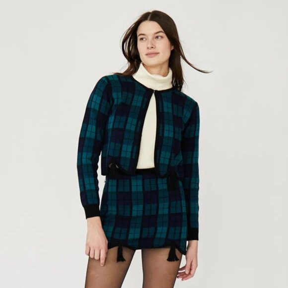 Rachel Antonoff Sweaters - NWT Rachel Antonoff Blackwatch Plaid Clara Cardigan M